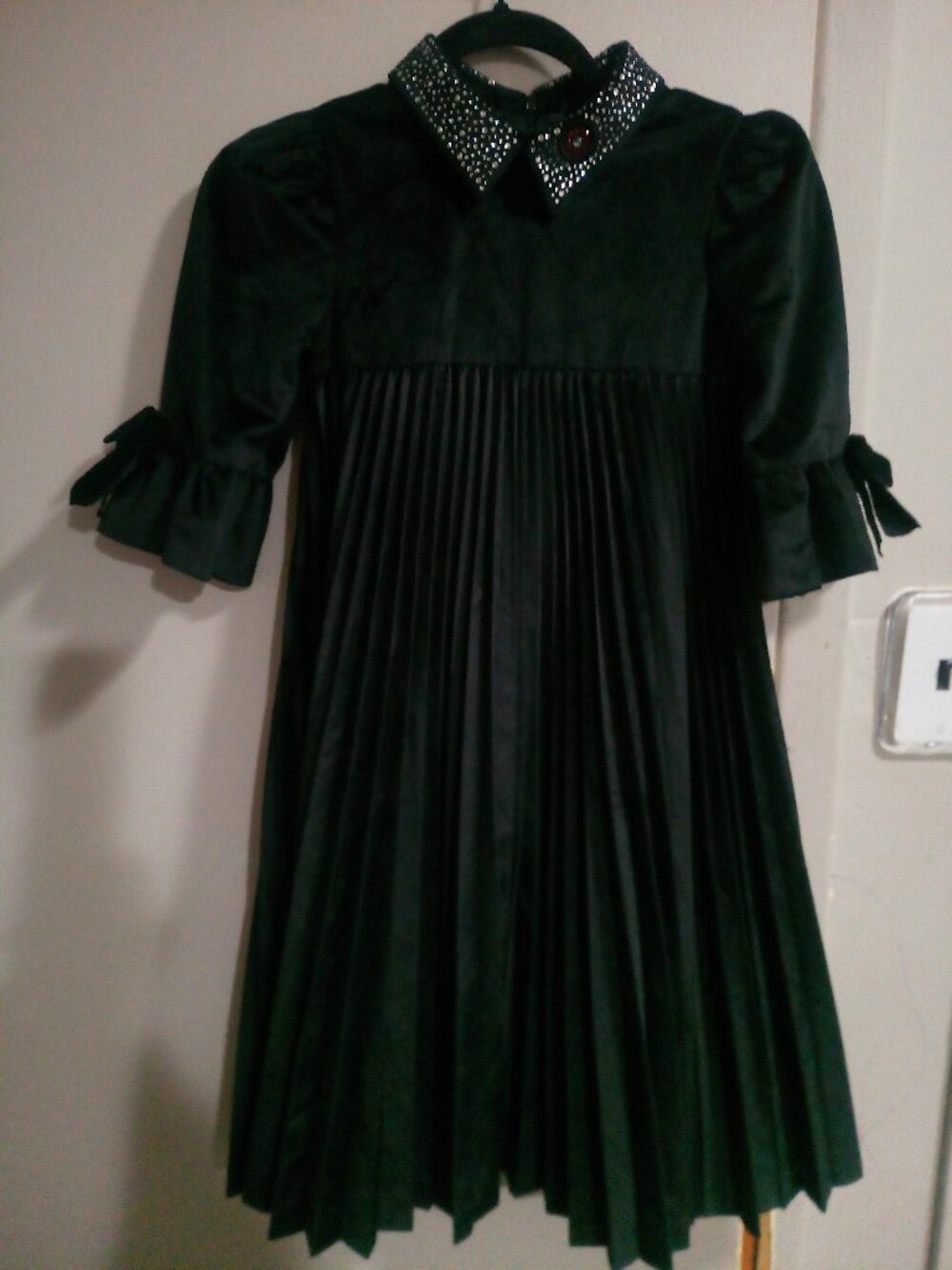 Velour Pleated Color Dress